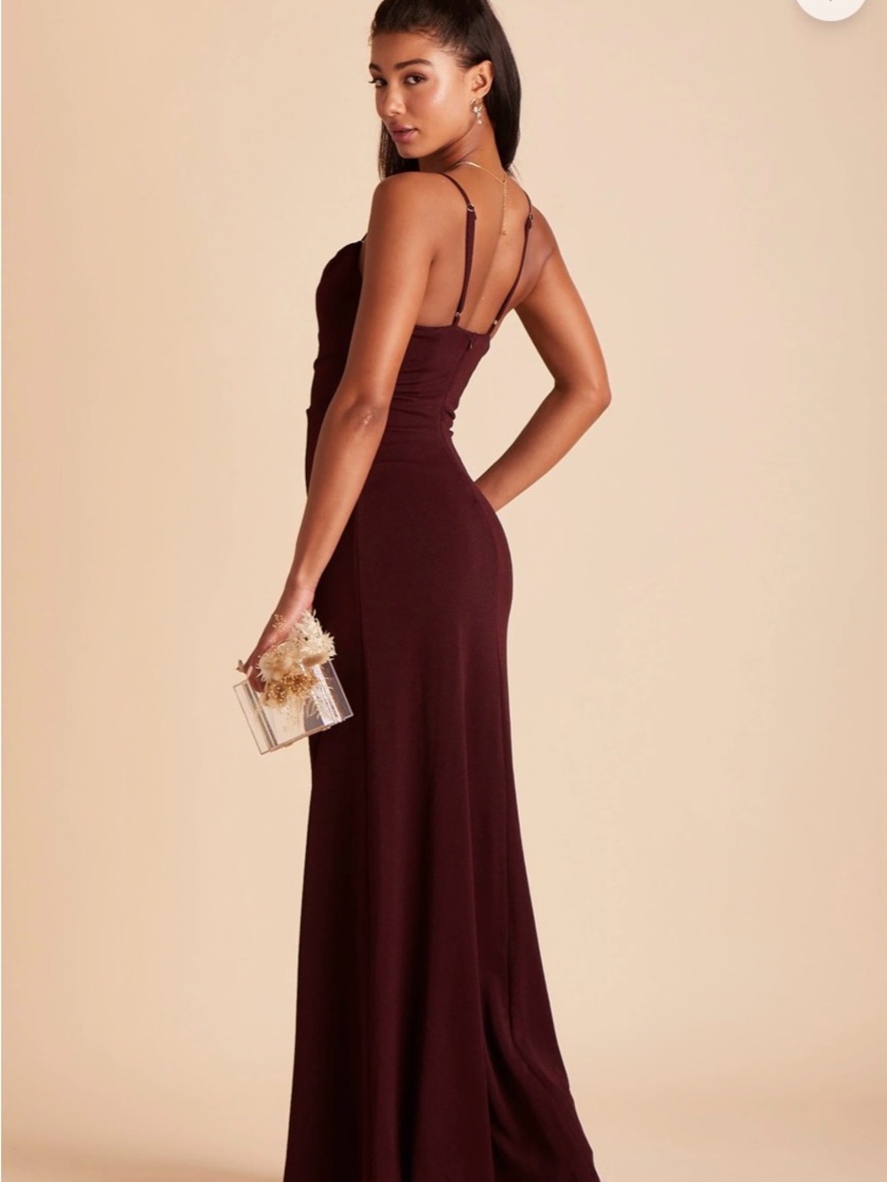 PETITE Birdy Grey Burgundy Spaghetti-Strap Maxi Dress - Picture 3 of 4